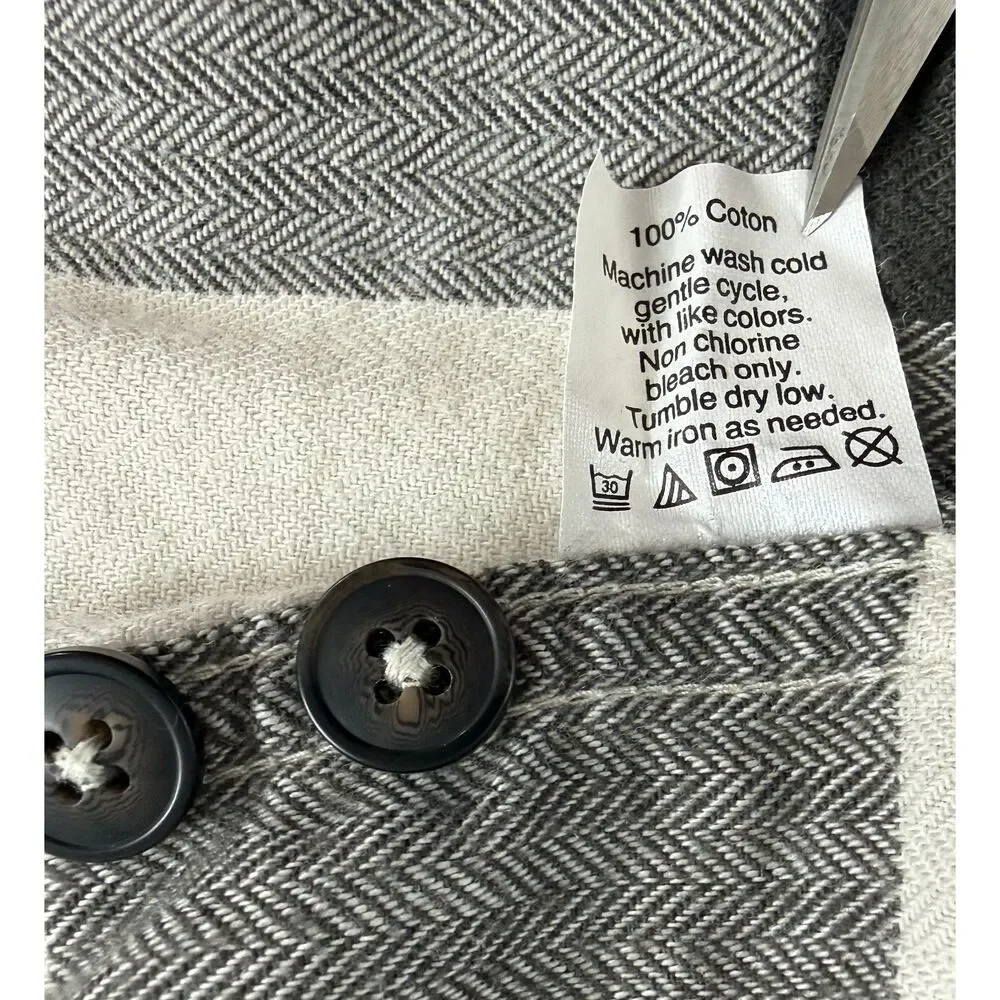 J.Crew Flannel Shirt Men’s XL Slim Fit Black White Buffalo Plaid Button Up